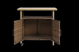 Outdoor Wicker Bar Cart, Patio Wine Serving Cart w/Wheels , Rolling Rattan Beverage Bar Counter W640P253282