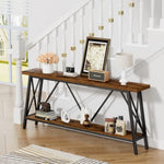 ZUN 70.9 Inch Extra Long Sofa Table, Console Behind Sofa, Entryway Table with 2 Tier Storage Shelves for W1668P237300