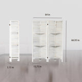 ZUN Room Divider 4 Panel, White Room Divider with Shelves, Wall Room Dividers and Folding Privacy 25185997