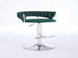 Set of 2 Bar Stools,with Chrome Footrest and Base Swivel Height Adjustable Mechanical Lifting Velvet 59075110
