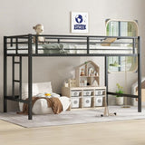 Twin Size Metal Loft Bed, Loft Bed with Easy Climbing Ladder and Guardrails for Kids, Black W1580P309651