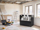 50 Slots Mobile Blueprint Storage Rack, Wooden Roll File Organizer Cart for Construction Plans, Maps 08408771