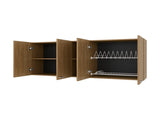 Natural Oak Wall Cabinet kitchen in Melamine with 4-Door and Open Storage B062P290289