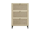 Rattan 3 Door Shoe Rack, Freestanding Modern Shoe Storage Cabinet, for Entryway 93242944