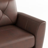 62" Genuine Leather match loveseat Living room coach Transitional sofa - Honey Brown W1896P175681