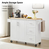 Kitchen Island with Drop Leaf Countertop, Rolling Kitchen Island Cart , Barn Door Kitchen Island W1820P195005