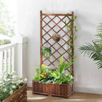 ZUN Wood Planter Raised Garden Bed with Trellis, 67 Inch Height Outdoor Garden Flower Standing Planter 45093764