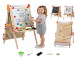 4-in-1 Kids Art Easel with Marble Run, Adjustable Height Double-Sided Drawing Easel with Paper Roll 01860714