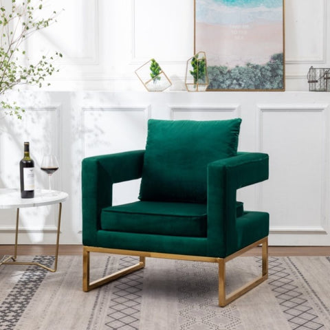 ZUN Lenola Contemporary Upholstered Accent Arm Chair, Green T2574P164510