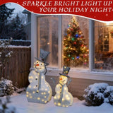 Set of 2 Lighted Snowman with Top Hat Christmas Decorations, Pre-lit 2D Holiday Decor with 80 Warm 25364656