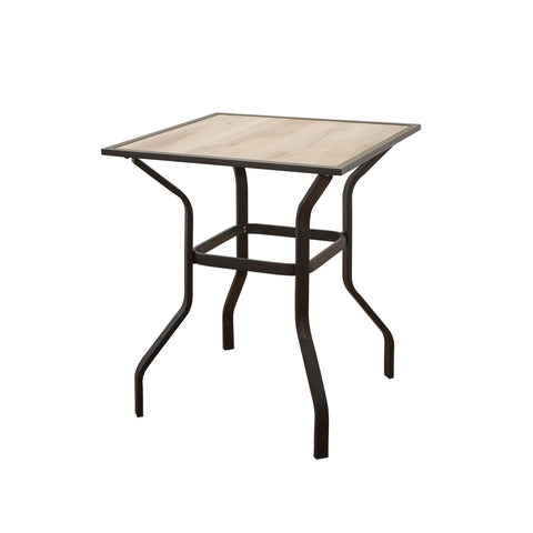 ZUN Outdoor Patio Bar Table Square Metal Table with Wood-Look Tabletop, for Garden Balcony Backyard W1859P203847