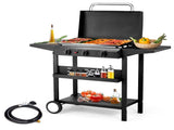 3-Burner Flat Top Gas Griddle Cooking Station with Ceramic Coated Cast Iron Pan, 30,000 BTU Propane 18516348