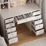 Vanity Desk with LED Lighted Mirror, Makeup Vanity with 11Drawers, 3 Color Lighting Modes Brightness 86307472