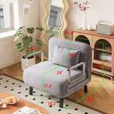 31.5 Convertible Chair Bed, Tri-Fold Sofa Bed with Adjustable Backrest & Pillow, Leisure Chaise W1767P220576