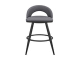 Lottech Swivel Bar Stool in Black Metal with Gray Faux Leather B2736P354271
