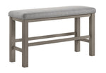 ZUN 1pc Brown Grey Finish Counter-height Bench Dining Room Linen Look Fabric Upholstery Kitchen Dining B011P240946