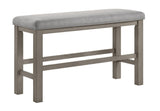 ZUN 1pc Brown Grey Finish Counter-height Bench Dining Room Linen Look Fabric Upholstery Kitchen Dining B011P240946