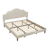 King Size Bed Frame Upholstered Platform Bed with Adjustable Headboard,Linen Fabric Padded,Modern W1716P280530
