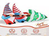 7 FT Lighted Christmas Inflatable Decoration, Inflatable Gnomes Pulling Christmas Tree, Funny Blow 89853445