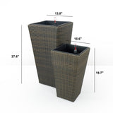 ZUN 2-Pack Self-watering Planter - Hand Woven Wicker - Square - Expresso B046P144638