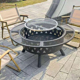 ZUN 39-inch fire pit, outdoor wood-burning barbecue pit bowl, steel round table for picnic on backyard 42565708