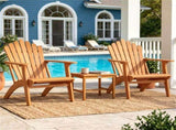 Natural Finish Adirondack Furniture Set of 2 Chairs & 1 Side Table, Heavy Duty 400LBS Capacity 68140704