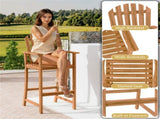 31" Seat Height Outdoor Bar Stool, Slatted Design Ergonomic Tall Chair for 40"-43" Bar Table 72391840