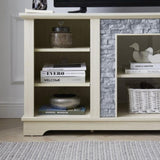 Mantel Stone TV Media Stand with with Faux Stacked Stone Surround, Modern Entertainment Console with W1758P187685
