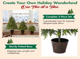 2FT, 3FT, 4FT, 3-Piece Pre-Lit Christmas Tree Set with Warm Glowing Lights, Sturdy Potted Base, and N710P523032F