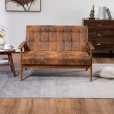 ZUN COOLMORE Mid-Century Modern Solid Loveseat Sofa Microsuede Fabric Loveseat, 2-Seat W1539P151877