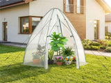 Hexagonal Mini Greenhouse with Zipper Door & Roll-Up Window, PE Cover Outdoor Plant House - White 14163863