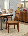 ZUN Dark Oak Rustic Style Solid wood Kitchen Set of 2pc Dining Chairs Panel Back Chairs Dining Room B011P232475