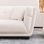 ZUN WKS13 Mid-century modern style: simple white sofa, small square design, velvet fabric texture W2085P173252