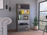 Vinton 4-Tier Bookcase with Modern Storage for Books and Decor, Matt Gray / White B097P167417