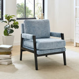 Kelly Mid-Century Modern Chenille Upholstered Accent Armchair, Blue T2574P240945