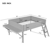 Wood Full Size Gaming Loft Bed with Desk and LED, Grey 86125972