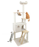 wood cat tree with large condo wood ladder and transparent spacecraft 165cm W243P326634