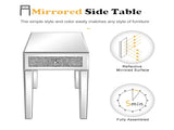 () 1-Drawer Bedside Table Decorated with Rhinestones MDF Mirrored Side Table 94145464