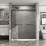 Goodyo Double Sliding Glass Shower Door 60 in. W x 72 in. H Aluminum Framed Shower Enclosure with D163107683