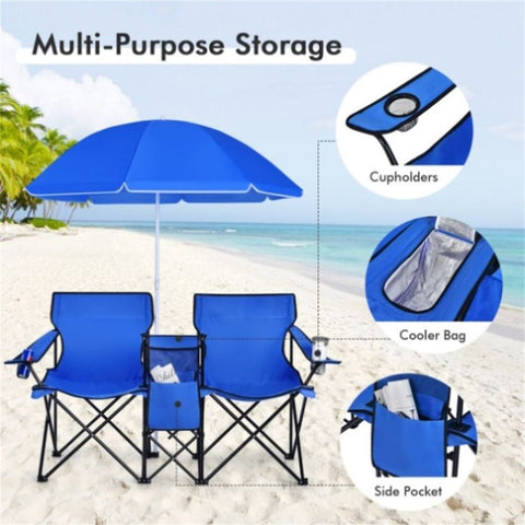 ZUN Outdoor camping chair with umbrella 78047436