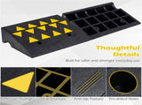 2 Pcs Heavy Duty Rubber Curb Ramp with Drain Channel & Reflective Strips for Driveway - M 57470856
