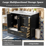 36'' Bathroom Vanity with Ceramic Sink Combo, Solid Wood Frame Bathroom Storage Cabinet, N710P276691B