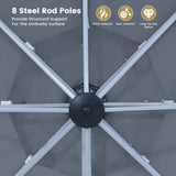 11FT Patio Umbrella Outdoor Square Double Top Umbrella in Gray T3609P347438