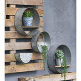 Farmhouse Round Metal Wall Planter, 5 Piece W2078P156359
