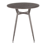 Clara Industrial Round Dinette Table in Antique Metal and Espresso Wood-Pressed Grain Bamboo by B202P223323