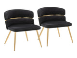 Dining Chair in Gold Metal and Black Velvet - Set of 2 B202P223458