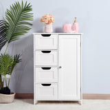 White Bathroom Storage Cabinet, Floor Cabinet with Adjustable Shelf and Drawers W40914883