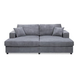 Goliath 86" Oversized Double Chaise Lounge Sofa Bed Carbon Gray Corduroy B2719P318951