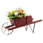 ZUN 2 In 1 Wheelbarrow Planter,Wooden Wagon Planter with 9 Magnetic Accessories for Garden Yard 42531482