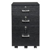 ZUN FCH Black Wood Grain Density Board Three Drawers Wooden Filing Cabinet 80897814